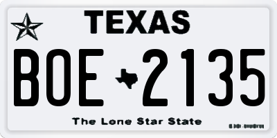 TX license plate BOE2135