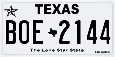 TX license plate BOE2144