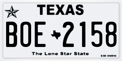 TX license plate BOE2158