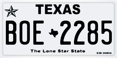 TX license plate BOE2285