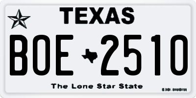 TX license plate BOE2510