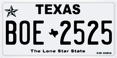 TX license plate BOE2525