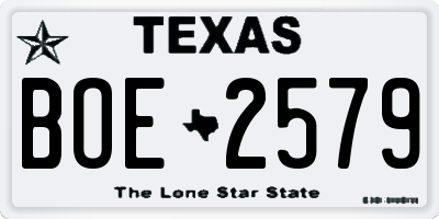 TX license plate BOE2579