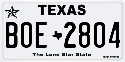 TX license plate BOE2804