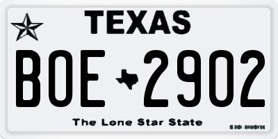 TX license plate BOE2902