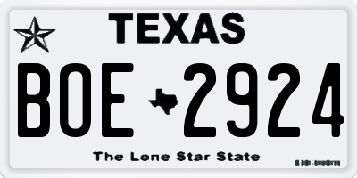 TX license plate BOE2924