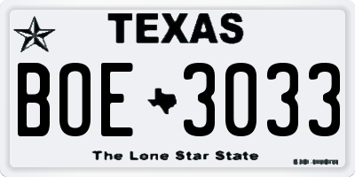 TX license plate BOE3033