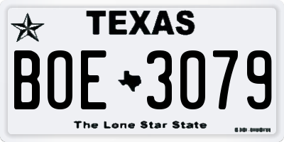 TX license plate BOE3079