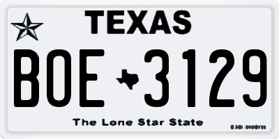 TX license plate BOE3129