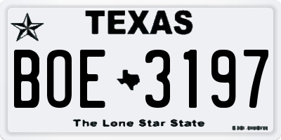 TX license plate BOE3197