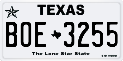 TX license plate BOE3255