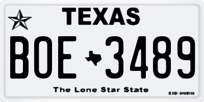 TX license plate BOE3489