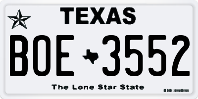 TX license plate BOE3552