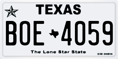 TX license plate BOE4059