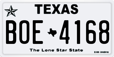 TX license plate BOE4168