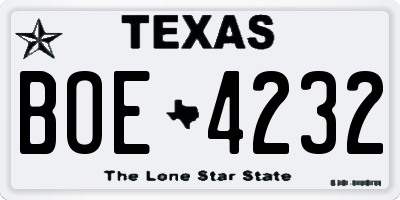 TX license plate BOE4232