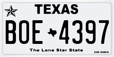 TX license plate BOE4397