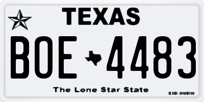 TX license plate BOE4483