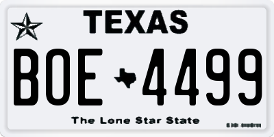 TX license plate BOE4499