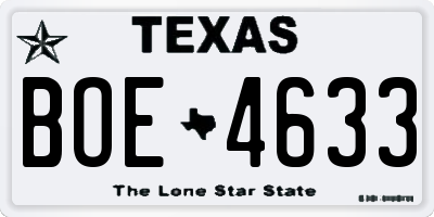 TX license plate BOE4633