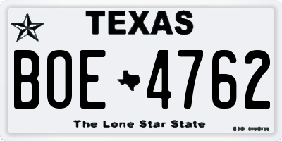 TX license plate BOE4762