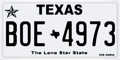 TX license plate BOE4973