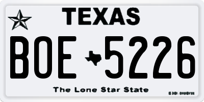 TX license plate BOE5226
