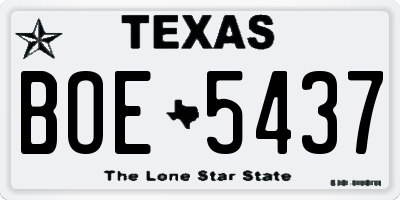 TX license plate BOE5437