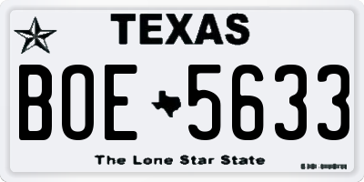TX license plate BOE5633