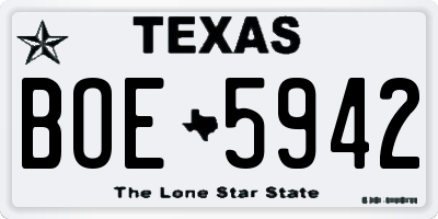 TX license plate BOE5942