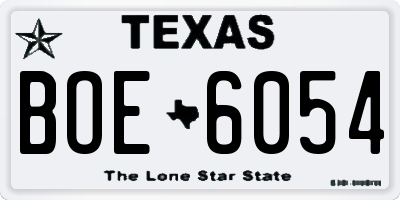 TX license plate BOE6054
