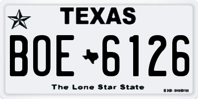 TX license plate BOE6126