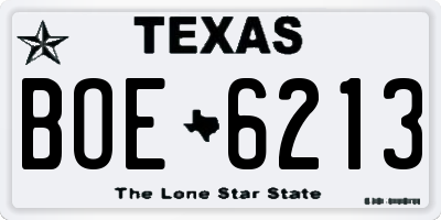 TX license plate BOE6213