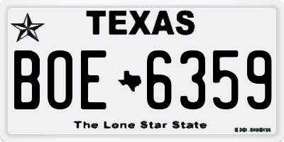 TX license plate BOE6359
