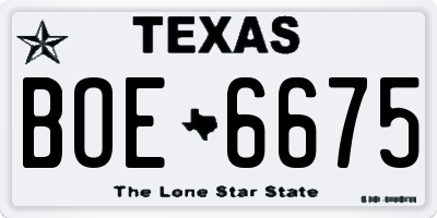 TX license plate BOE6675