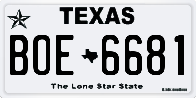 TX license plate BOE6681