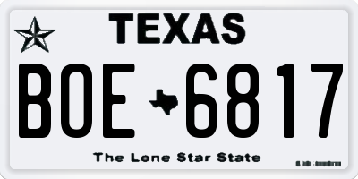 TX license plate BOE6817