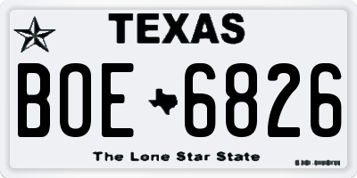 TX license plate BOE6826