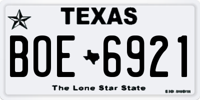 TX license plate BOE6921