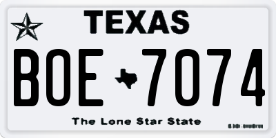 TX license plate BOE7074