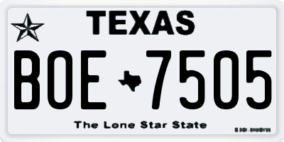 TX license plate BOE7505