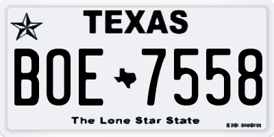 TX license plate BOE7558