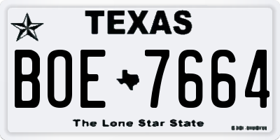 TX license plate BOE7664