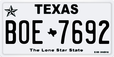TX license plate BOE7692