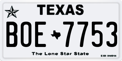 TX license plate BOE7753
