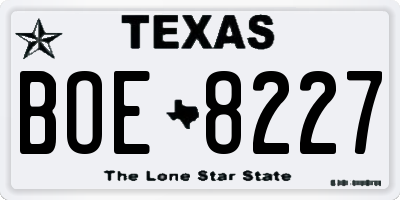 TX license plate BOE8227