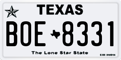 TX license plate BOE8331