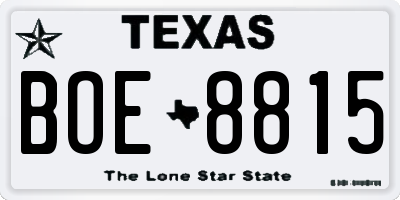TX license plate BOE8815