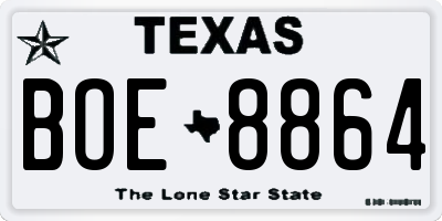 TX license plate BOE8864