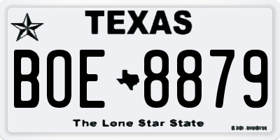 TX license plate BOE8879